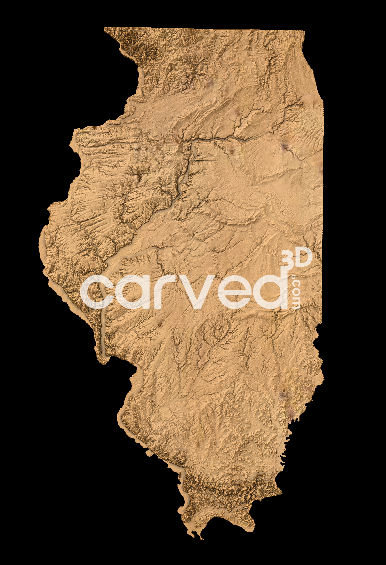 Illinois USA topographical 3D STL High Quality HD model