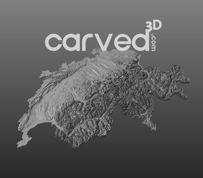 Switzerland | CNC 3D Map STL High Quality topographical HD model