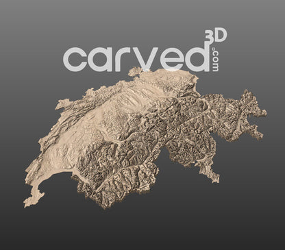 Switzerland | CNC 3D Map STL High Quality topographical HD model