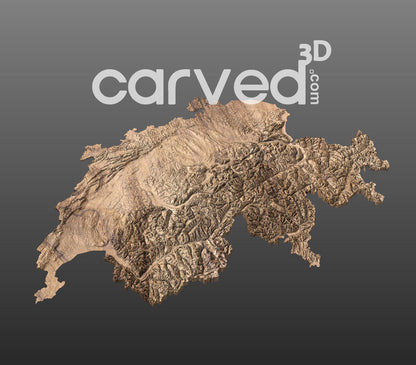 Switzerland | CNC 3D Map STL High Quality topographical HD model