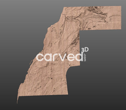 Western Sahara | الصحراوية Sahrawi | CNC 3D Map STL High Quality topographical HD model