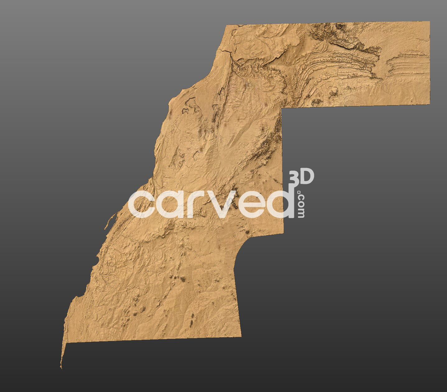 Western Sahara | الصحراوية Sahrawi | CNC 3D Map STL High Quality topographical HD model