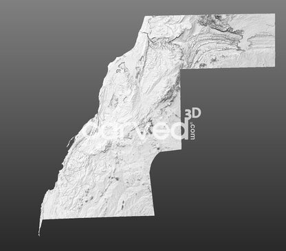 Western Sahara | الصحراوية Sahrawi | CNC 3D Map STL High Quality topographical HD model