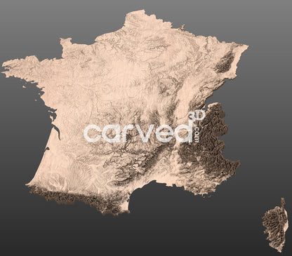 France topographical 3D STL High Quality HD model