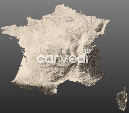 France topographical 3D STL High Quality HD model