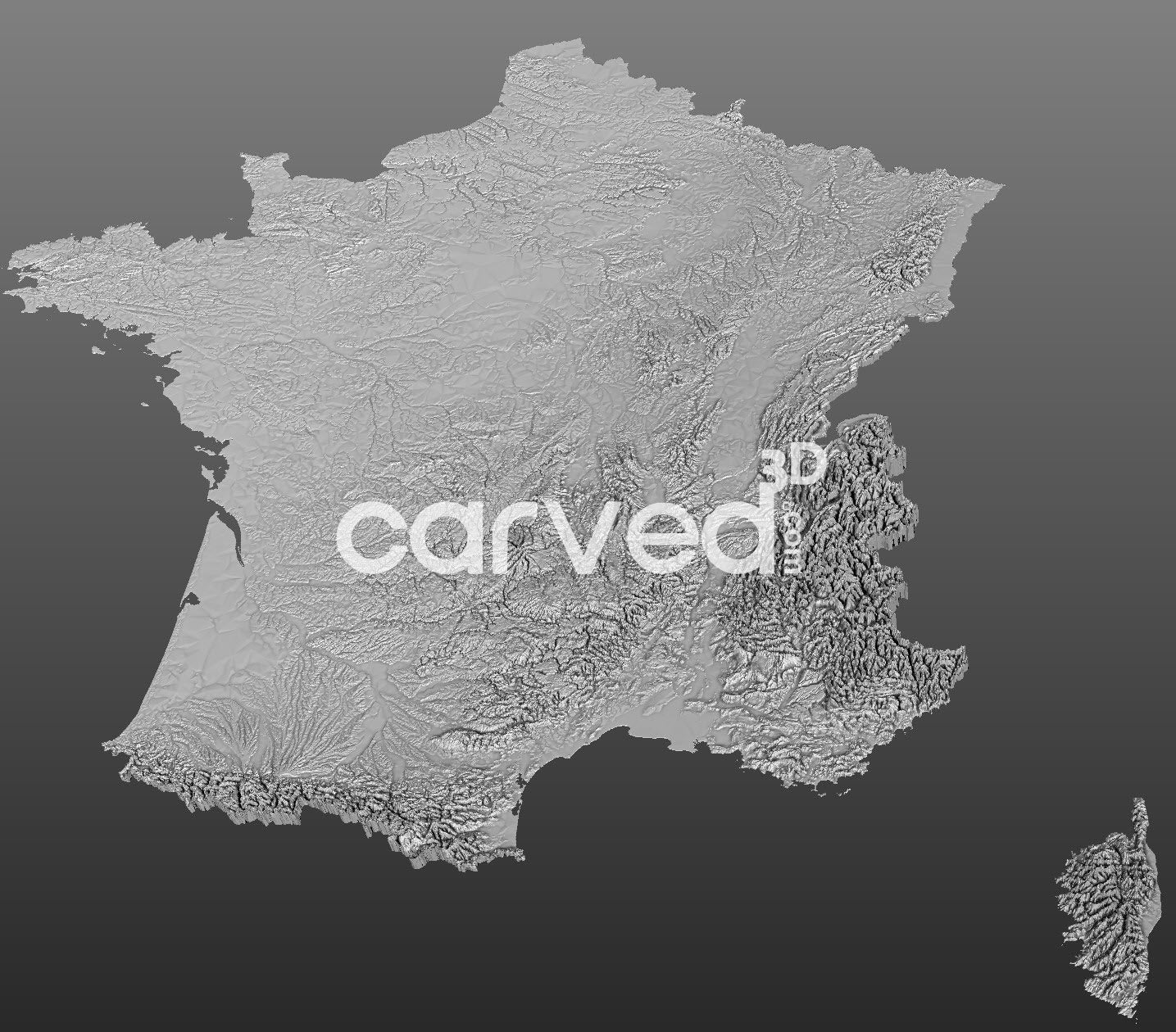 France topographical 3D STL High Quality HD model