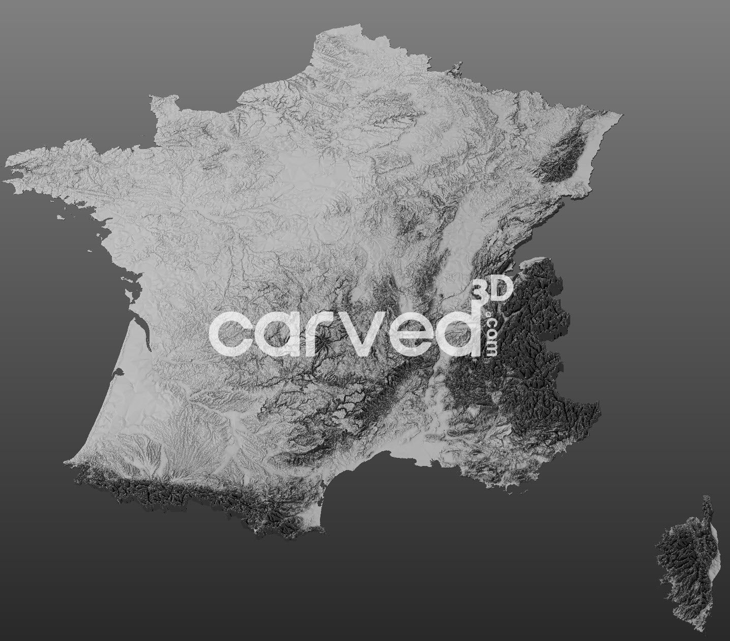 France topographical 3D STL High Quality HD model