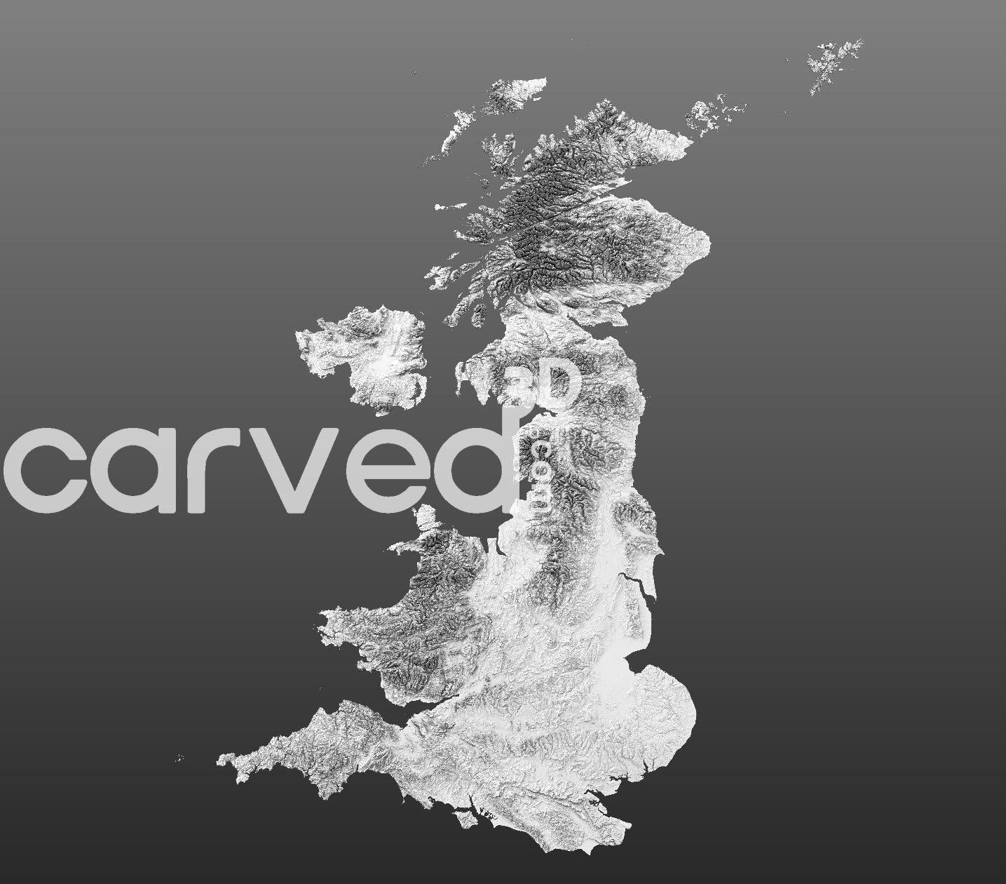 United Kingdom | CNC 3D Map STL High Quality topographical HD model