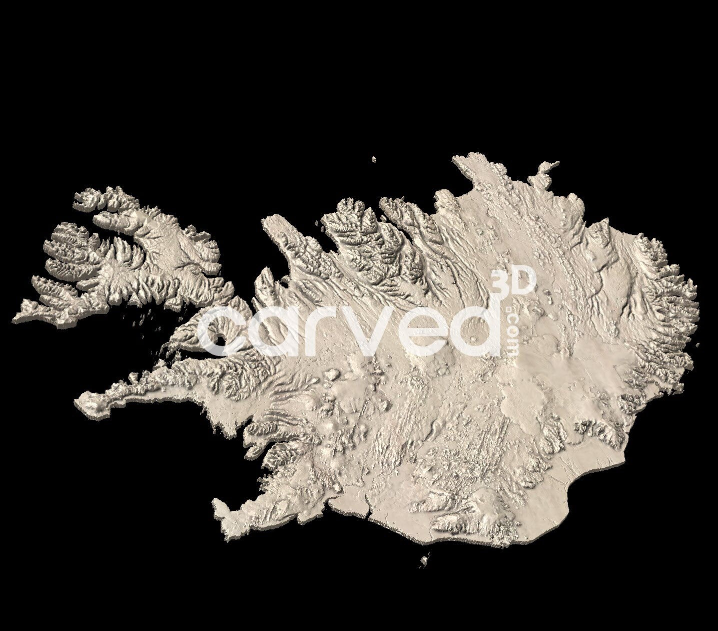 Iceland topographical 3D STL High Quality HD model