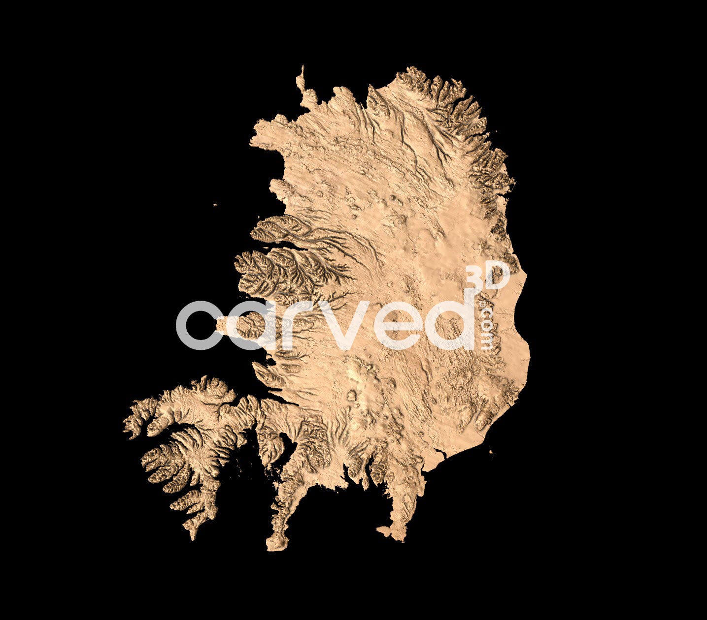 Iceland topographical 3D STL High Quality HD model