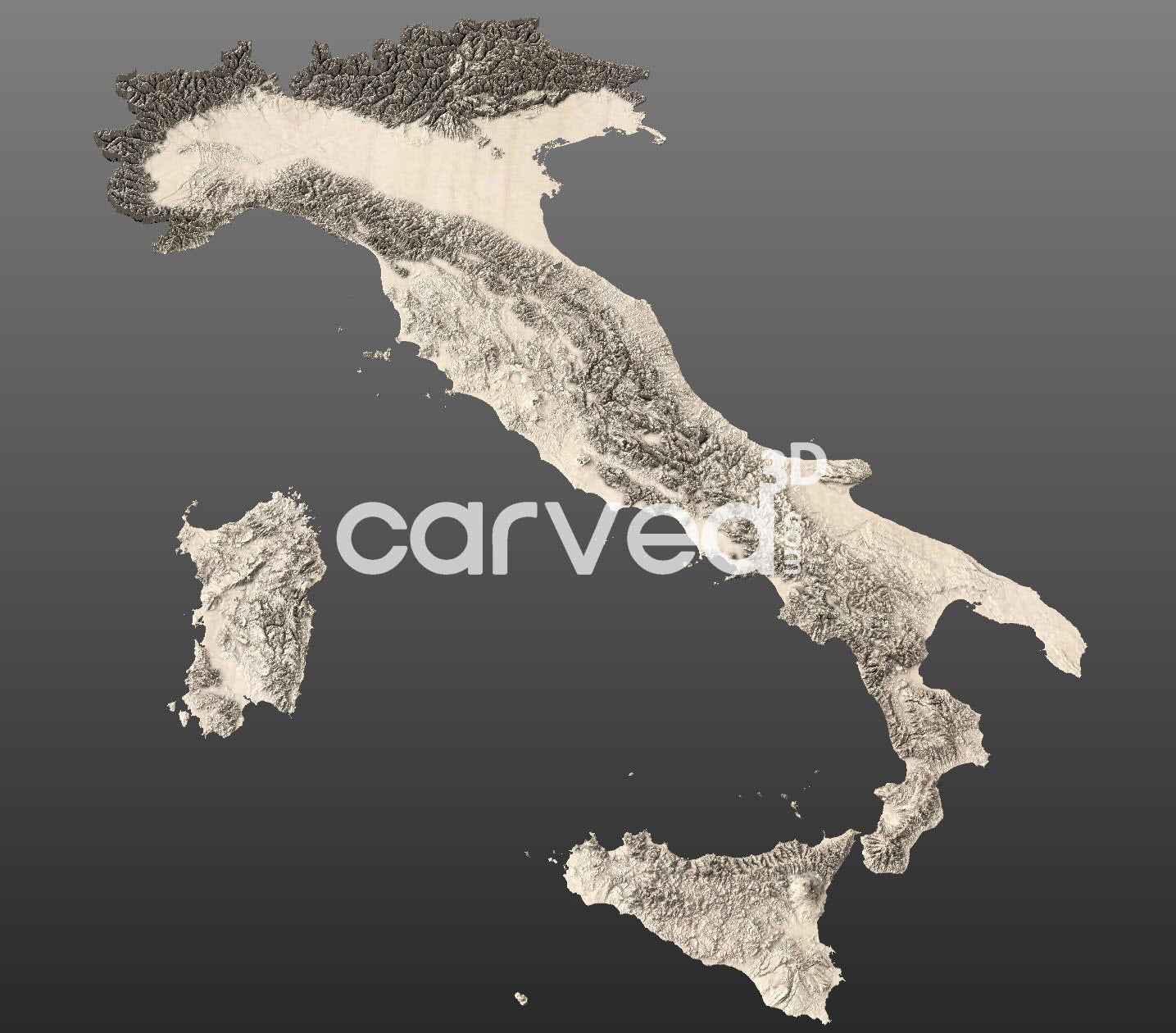 Italy topographical 3D STL High Quality HD model