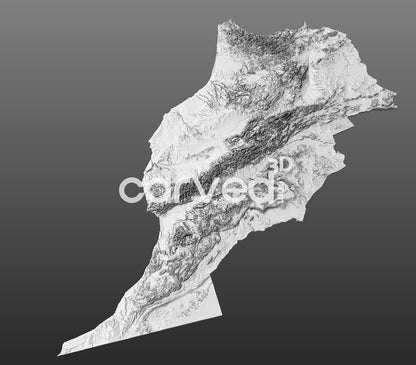 Morocco | المغربية | topographical 3D STL High Quality HD model