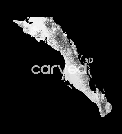 Baja California Sur, MX | CNC Topographical 3D model High Quality HD STL