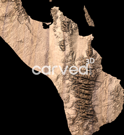 Baja California Sur, MX | CNC Topographical 3D model High Quality HD STL