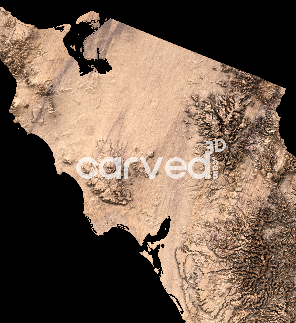 Baja California Sur, MX | CNC Topographical 3D model High Quality HD STL