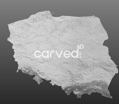 Poland topographical 3D STL High Quality HD model