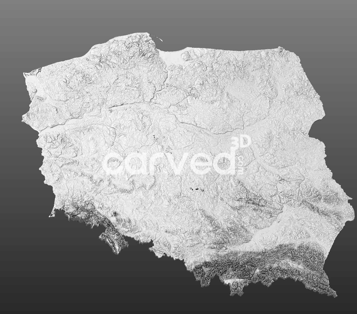 Poland topographical 3D STL High Quality HD model