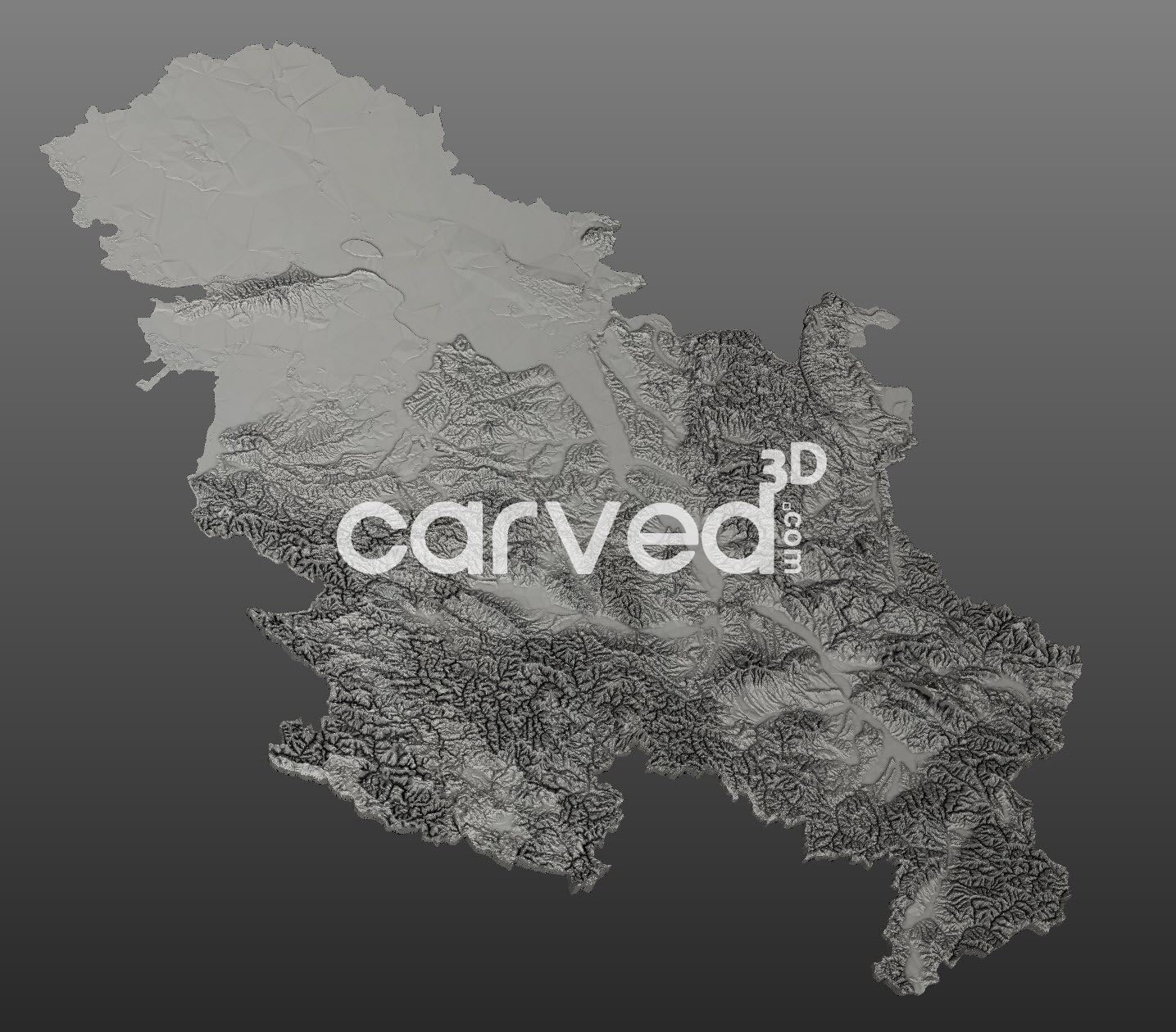 Serbia topographical 3D STL High Quality HD model