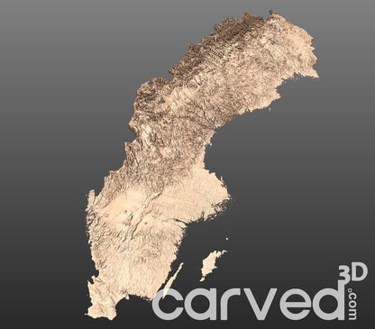 Sweden | CNC 3D Map STL High Quality topographical HD model