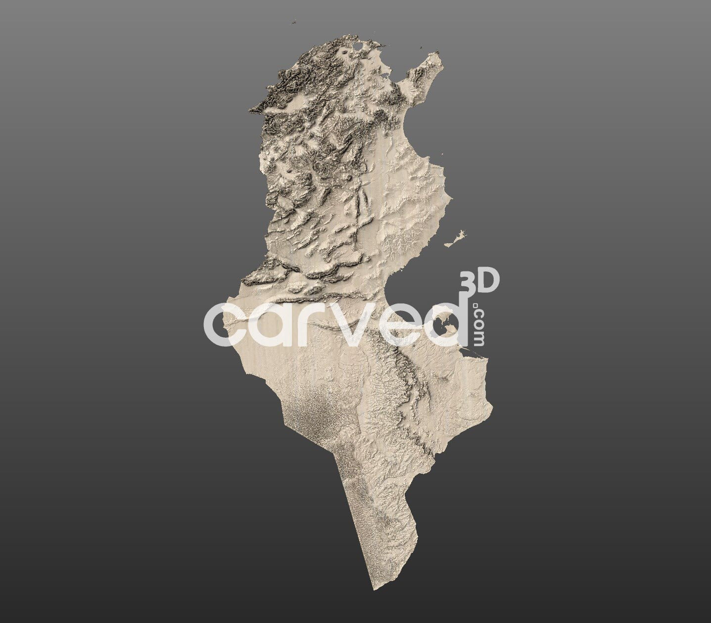 Tunisia | CNC 3D Map STL High Quality topographical HD model