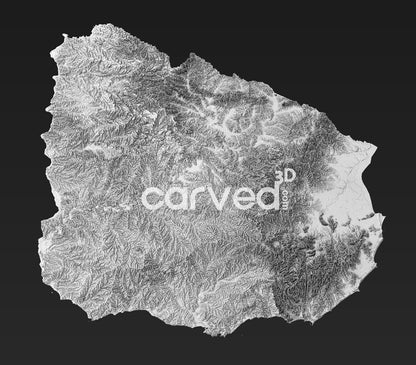 Uruguay | CNC 3D Map STL High Quality topographical HD model