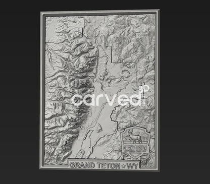 Grand Teton National Park topographical 3D STL High Quality HD model