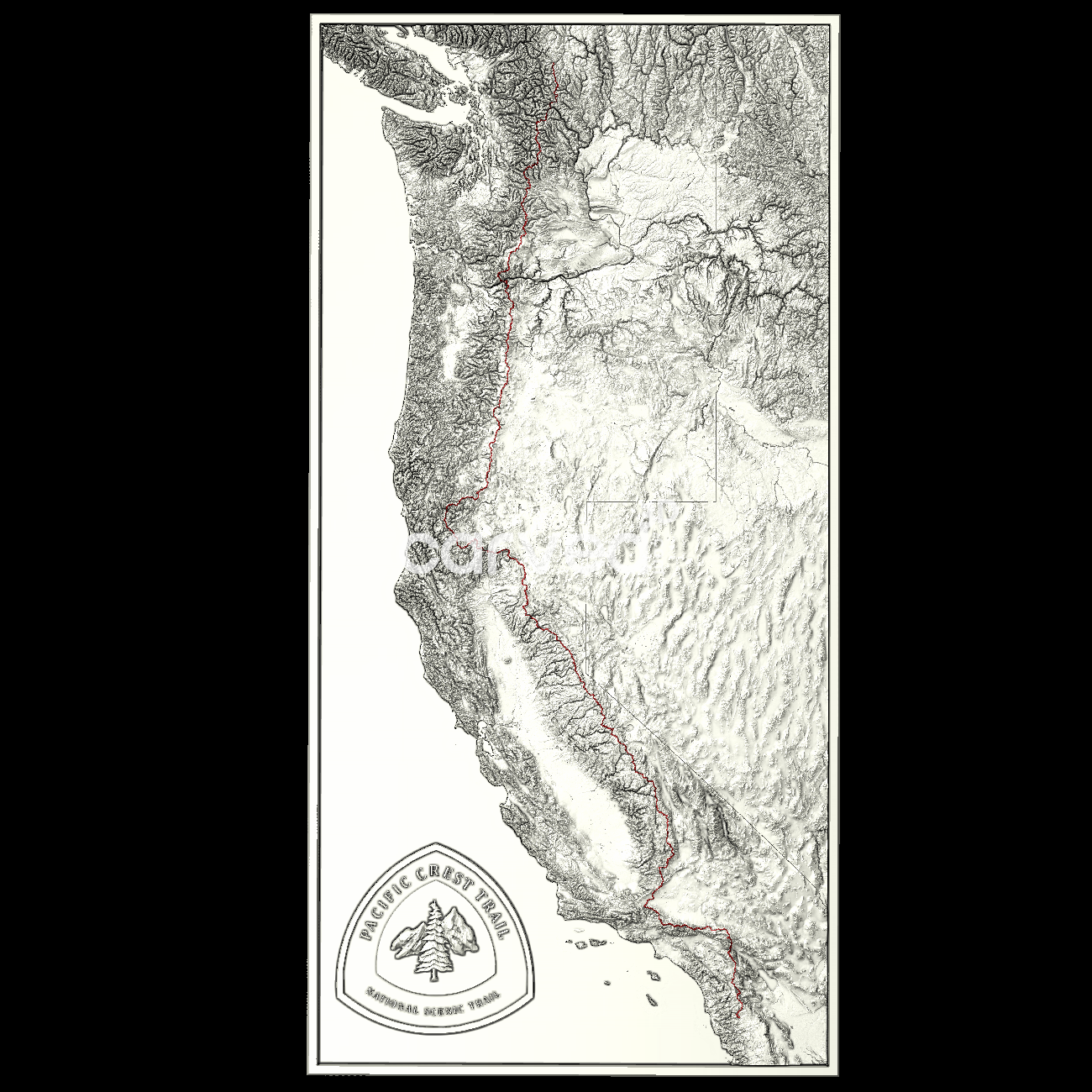 Pacific Crest Trail topographical 3D STL High Quality HD model