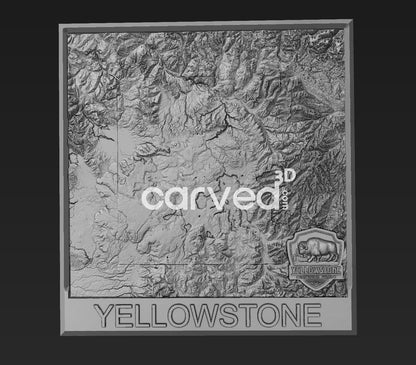 Yellowstone National Park | CNC 3D Map STL High Quality topographical HD model