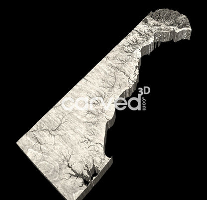 Delaware | CNC Topographical 3D model High Quality HD STL