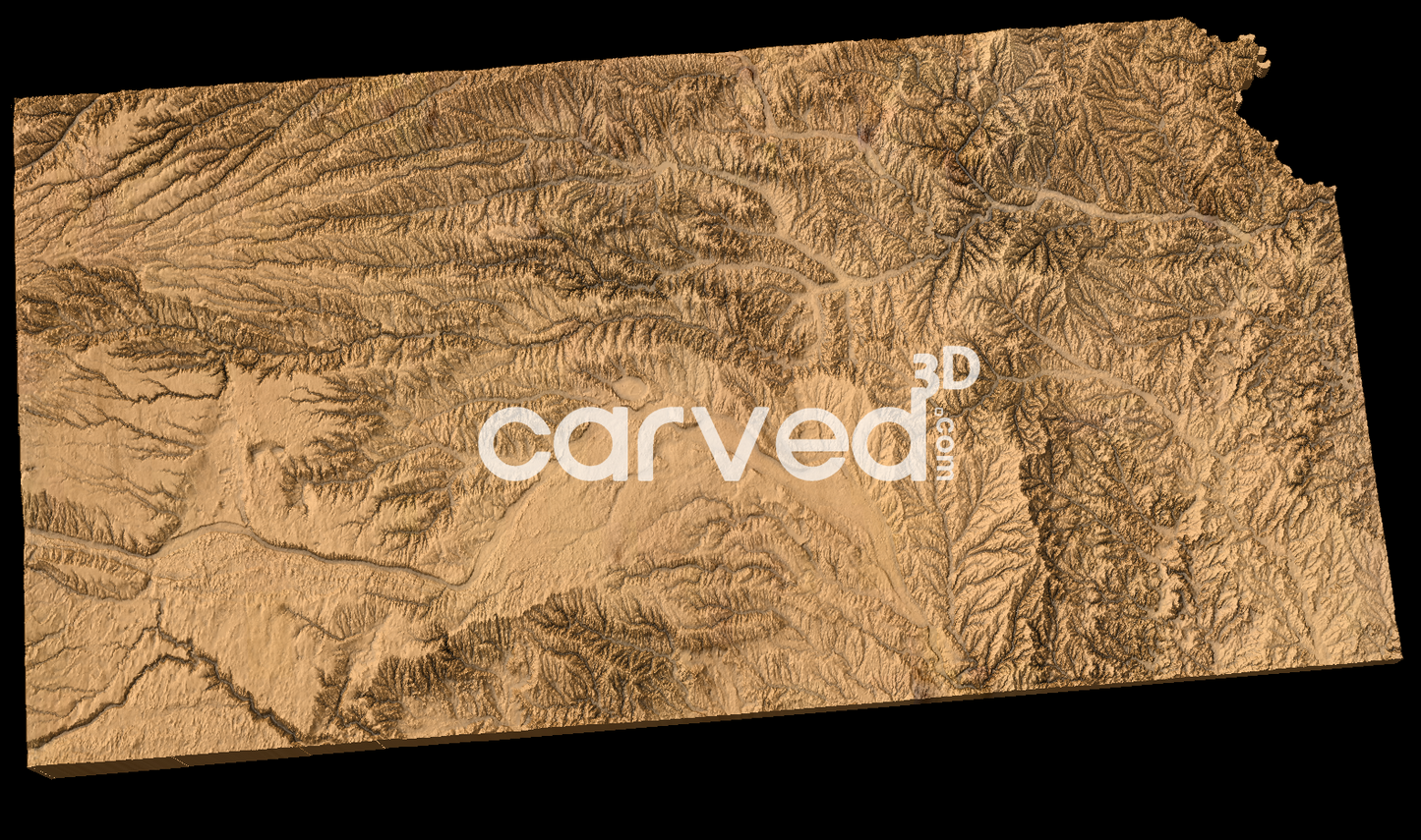 Kansas USA topographical 3D STL High Quality HD model