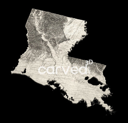 Louisiana USA topographical 3D STL High Quality HD model