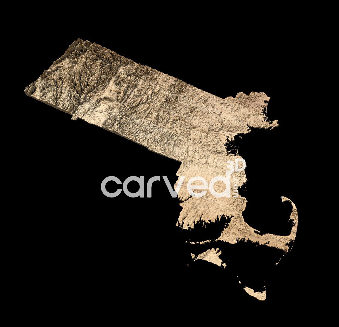 Massachusetts USA topographical 3D STL High Quality HD model