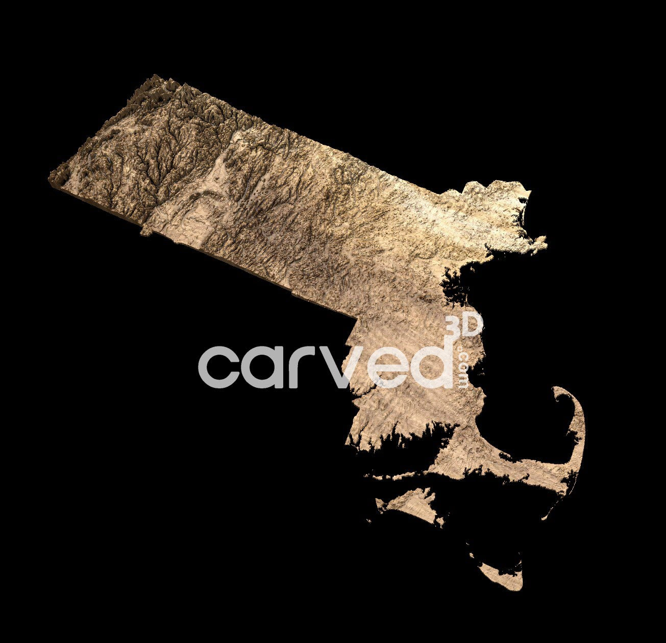 Massachusetts USA topographical 3D STL High Quality HD model