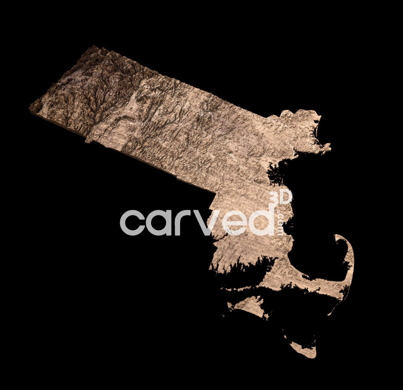 Massachusetts USA topographical 3D STL High Quality HD model