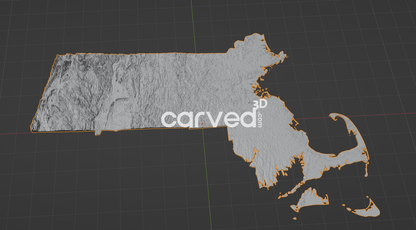 Massachusetts USA topographical 3D STL High Quality HD model