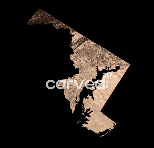 Maryland USA topographical 3D STL High Quality HD model