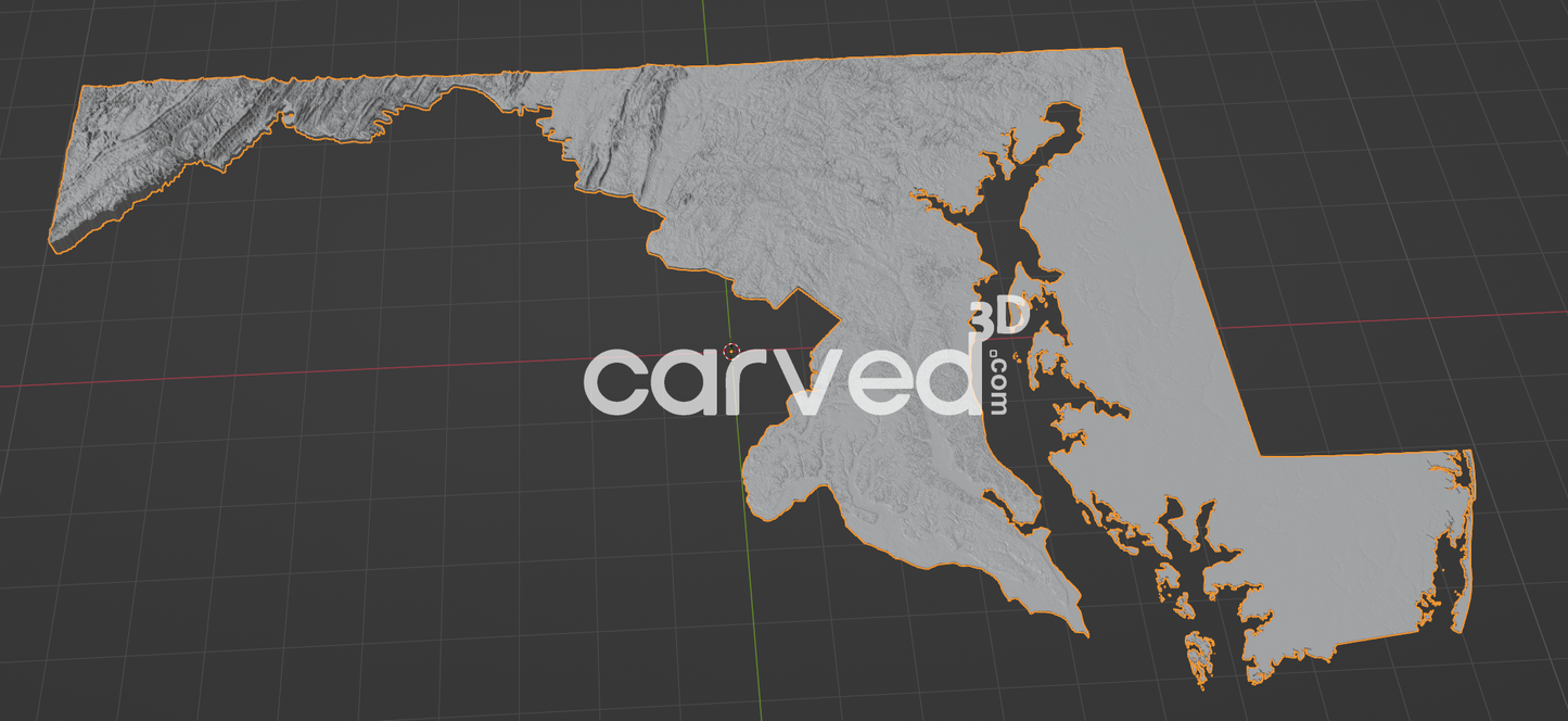 Maryland USA topographical 3D STL High Quality HD model