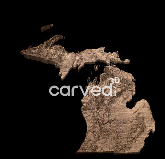 Michigan USA topographical 3D STL High Quality HD model