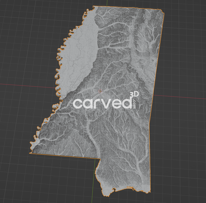 Mississippi USA topographical 3D STL High Quality HD model