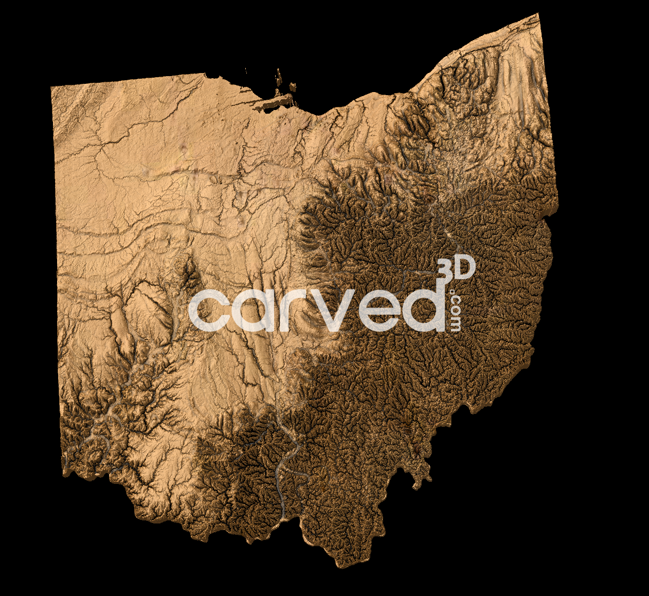 Ohio USA topographical 3D STL High Quality HD model