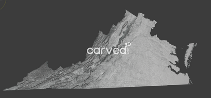 Virginia | CNC 3D Map STL High Quality topographical HD model