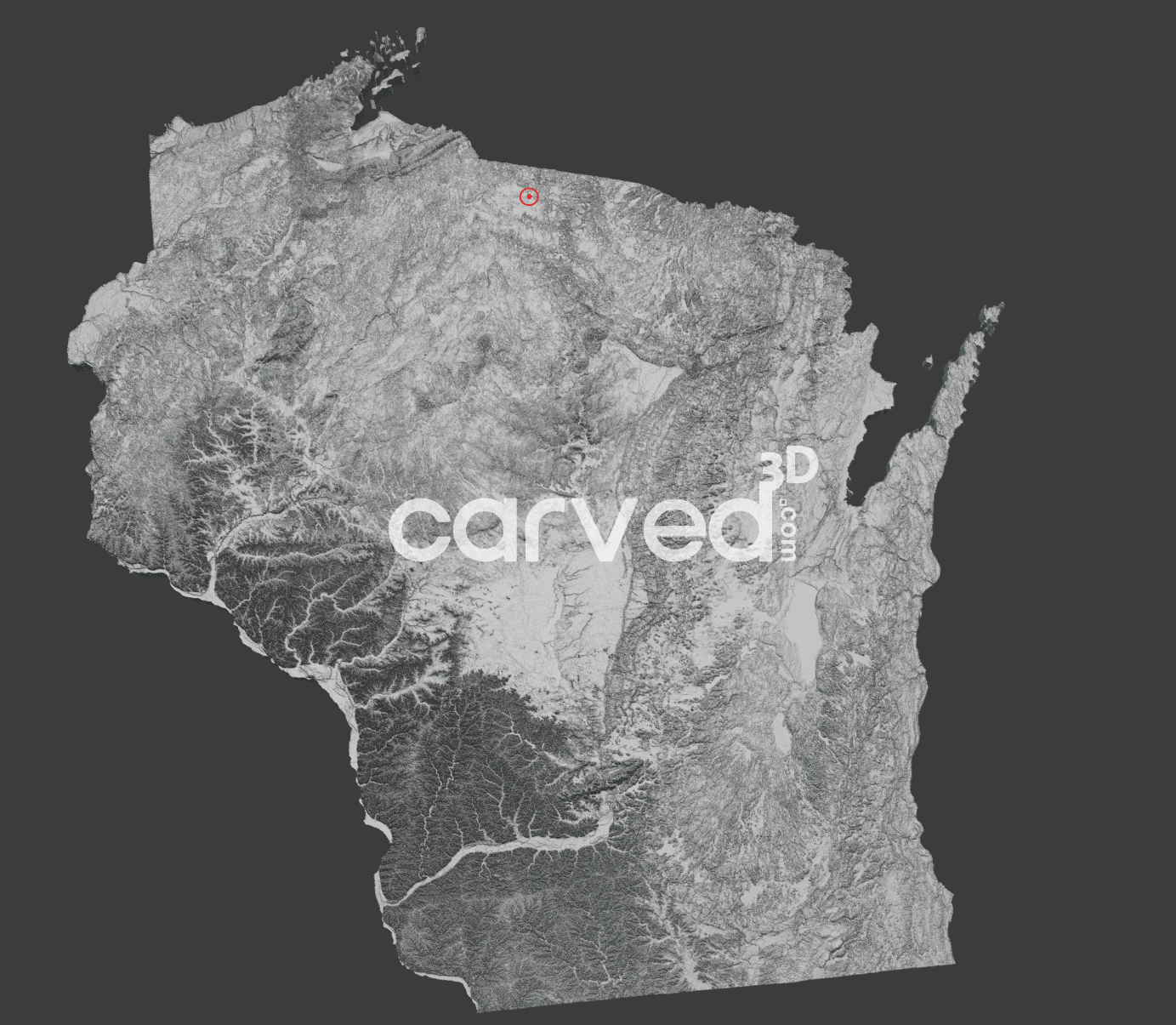 Wisconsin | CNC 3D Map STL High Quality topographical HD model