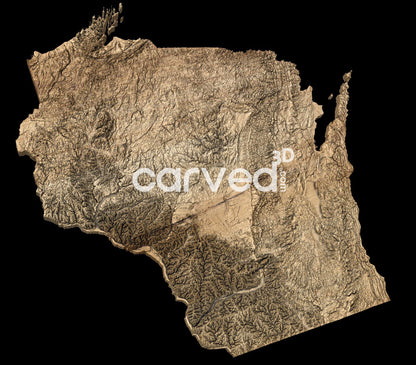 Wisconsin | CNC 3D Map STL High Quality topographical HD model