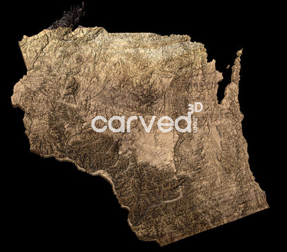 Wisconsin | CNC 3D Map STL High Quality topographical HD model