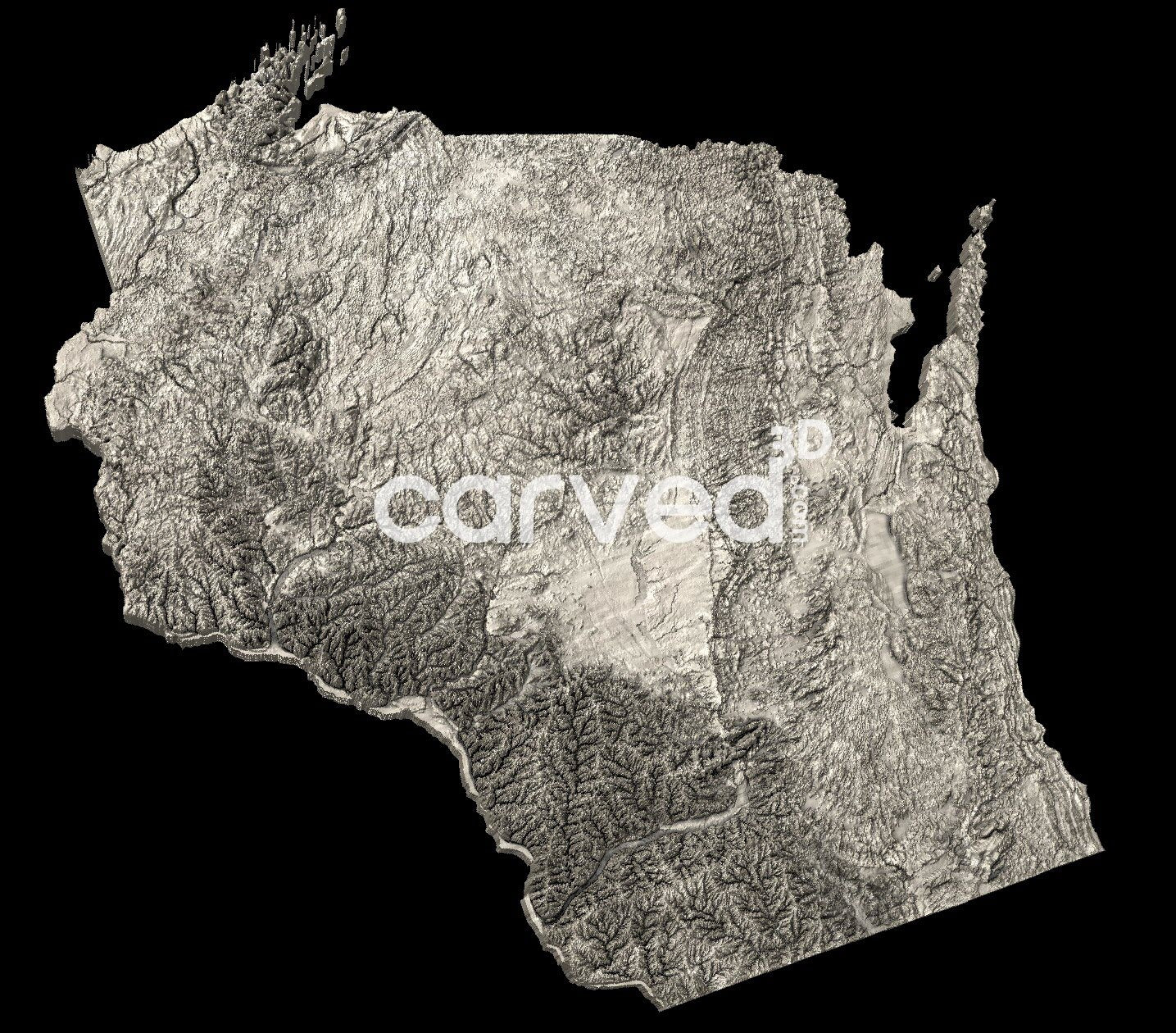 Wisconsin | CNC 3D Map STL High Quality topographical HD model