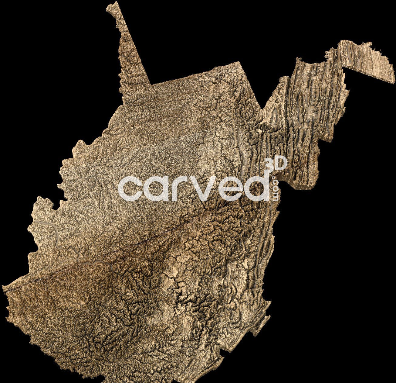 West Virginia, USA | CNC 3D Map STL High Quality topographical HD model