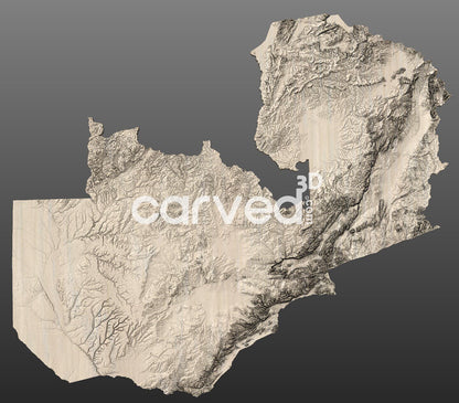 Zambia 3D Map STL High Quality topographical HD model