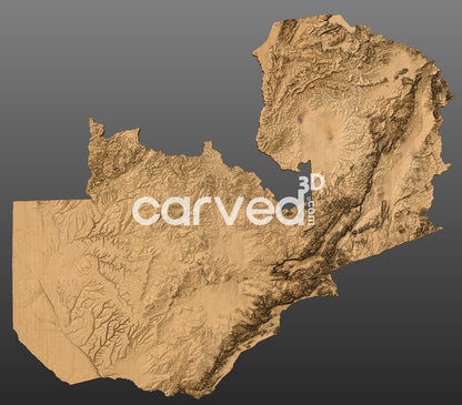 Zambia 3D Map STL High Quality topographical HD model