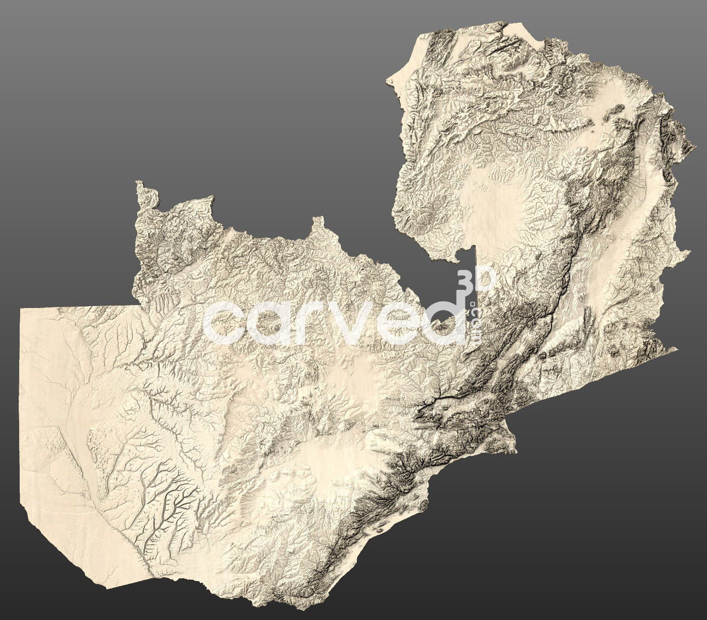 Zambia 3D Map STL High Quality topographical HD model