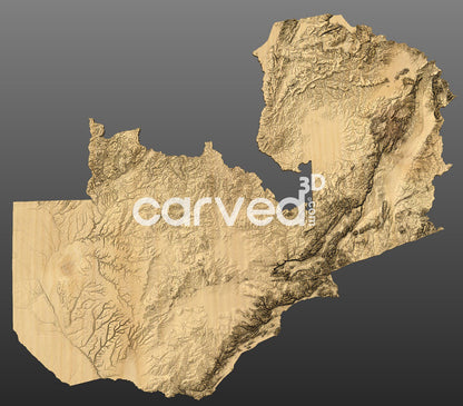 Zambia 3D Map STL High Quality topographical HD model